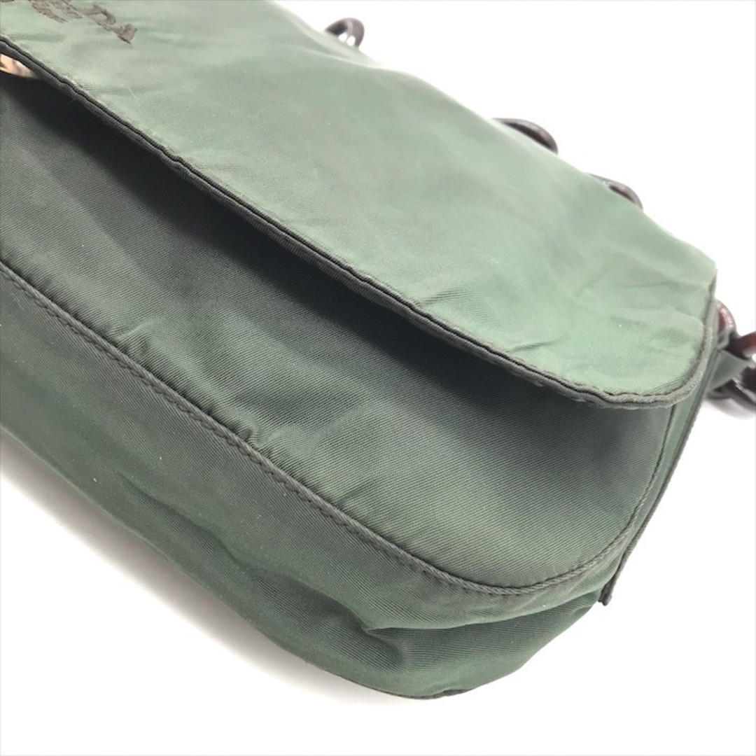 PRADA Nylon Tessuto Logo Embroidery Plaque Chain Shoulder Bag Green k3810 thumbnail 4