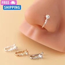 4pcs Nose Rings Non Piercing U-Shaped Nose Stud Elegant Style Non Ring For Women