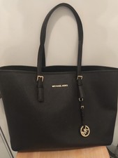 Michael Kors Black Leather Tote With  Adjustable And Detachable Shoulder Straps