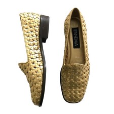 Mocasín Mariposa Ipanema Vintage Cuero Tejido Dorado Hecho en Brasil 7.5M