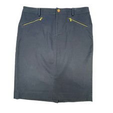 Lauren Ralph Lauren Navy Blue Pencil Skirt Gold Zipper Accents Women 10