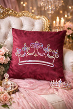 Copricuscino Velluto 18x18 Corona Principessa Federa Colore Personalizzato Lusso Regalo