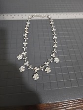 Cubic Zirconia Necklace - Silver Plated - Flo...