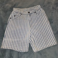 Vintage Levi's Shorts Kids 12 Blue Stripe Seersucker Bermuda Flat Front Pockets