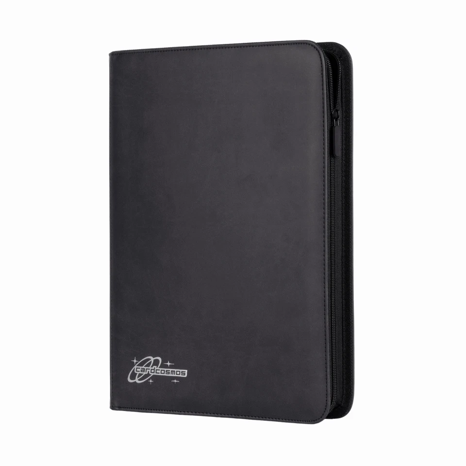 cardcosmos - 9 Pocket Zip Premium Leather Binder - Schwarz/Silber - Bild 4 von 4