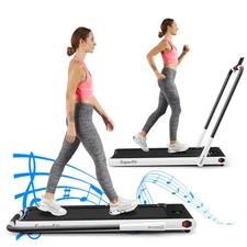 SuperFit 2.25HP 2 in 1 Folding Treadmill W/APP Control Speaker Remote White