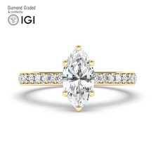 Marquise Diamond Engagement Ring 14k Yellow Gold Labgrown 1.50 Ct Solitaire
