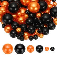 150Pcs, 8/14/20 mm Faux Pearls Beads Centerpiece Vase Filler Black/Orange