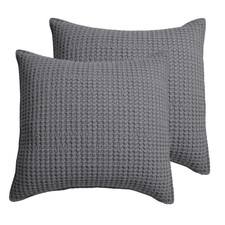 Mills Waffle Charcoal Euro Sham Set - Two Euro Shams - Levtex Home