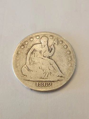 1862 S TOUGH KEY TO FIND SEATED LIBERTY HALF DOLLAR SCARCE