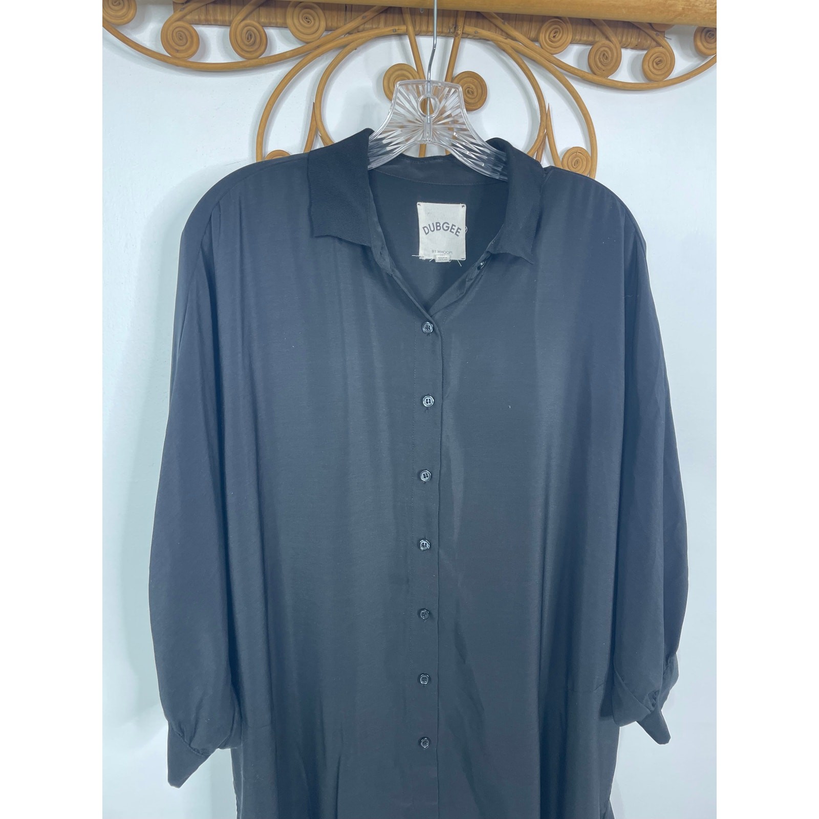 Dubgee Whoopi Black Lagenlook high low shirt dress M