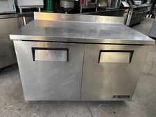 2 Door Work Top 48" Refrigerator True TWT-48 Cooler On Wheels Stainless Steel