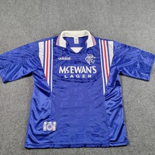 Vintage Rangers Soccer Football Jersey Mens L Blue Adidas McEwan's Lager 96/97