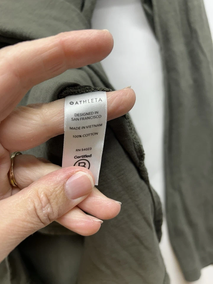 Camiseta para mujer Athleta verde algodón manga larga pequeña (B6) Foto 3 de 4