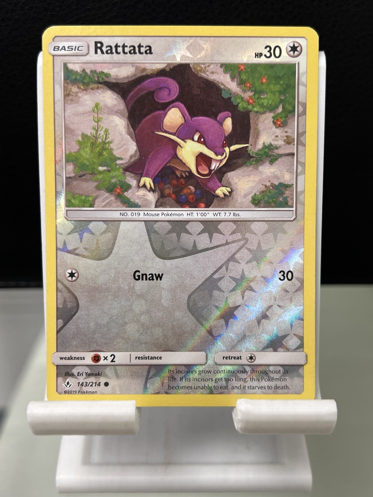 Pokemon TCG 2019 Rattata 143/214 Reverse Holo  Unbroken Bonds LP/MINT