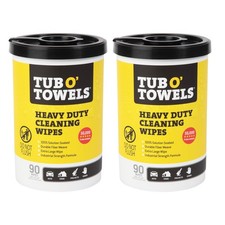 Tub O' Towels Heavy-Duty Cleaning Wipes 90 Count Canister 2-Pack