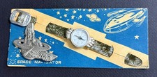 Vintage 1950s Space Navigator Toy Watch Compass & Tin Badge Set Japan Carded NOS
