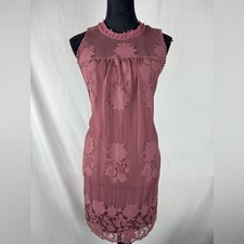 No Boundaries Pink Lace Floral Mini Dress