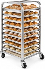 10-Tier Bun Pan Rack with Wheels for Home Use | 1/2 & 1/4 Sheet Pan|Baking Bread