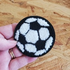 SOCCER BALL - SOCCER - EMBROIDERED CHENILLE IRON ON PATCH - 2 1/4"