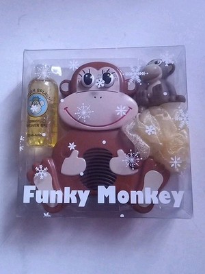 New Funky Monkey Shower Radio Set Includes Body Sponge, Bath Toy & Shower Gel