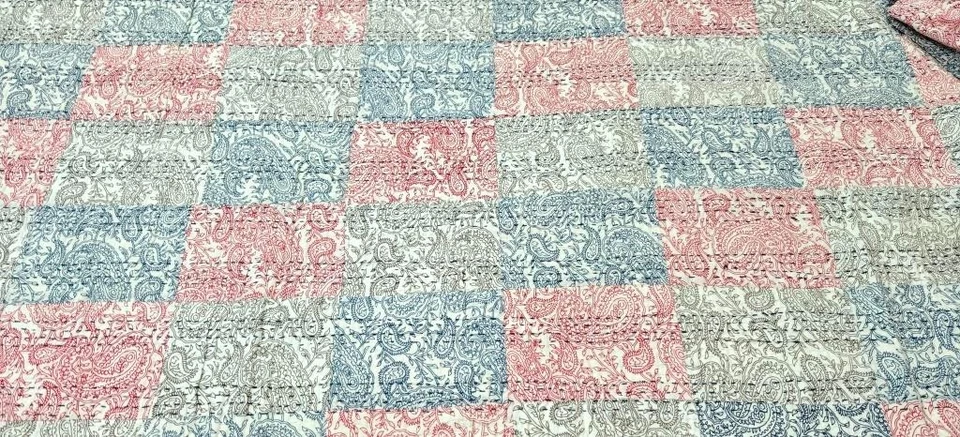Indian Patchwork Reversible Queen Kantha Quilt Handmade Bedspread Blanket Throw - Image 4 of 4