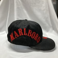 Vintage Marlboro Snapback Hat One Size Black Cowboy Logo 90s