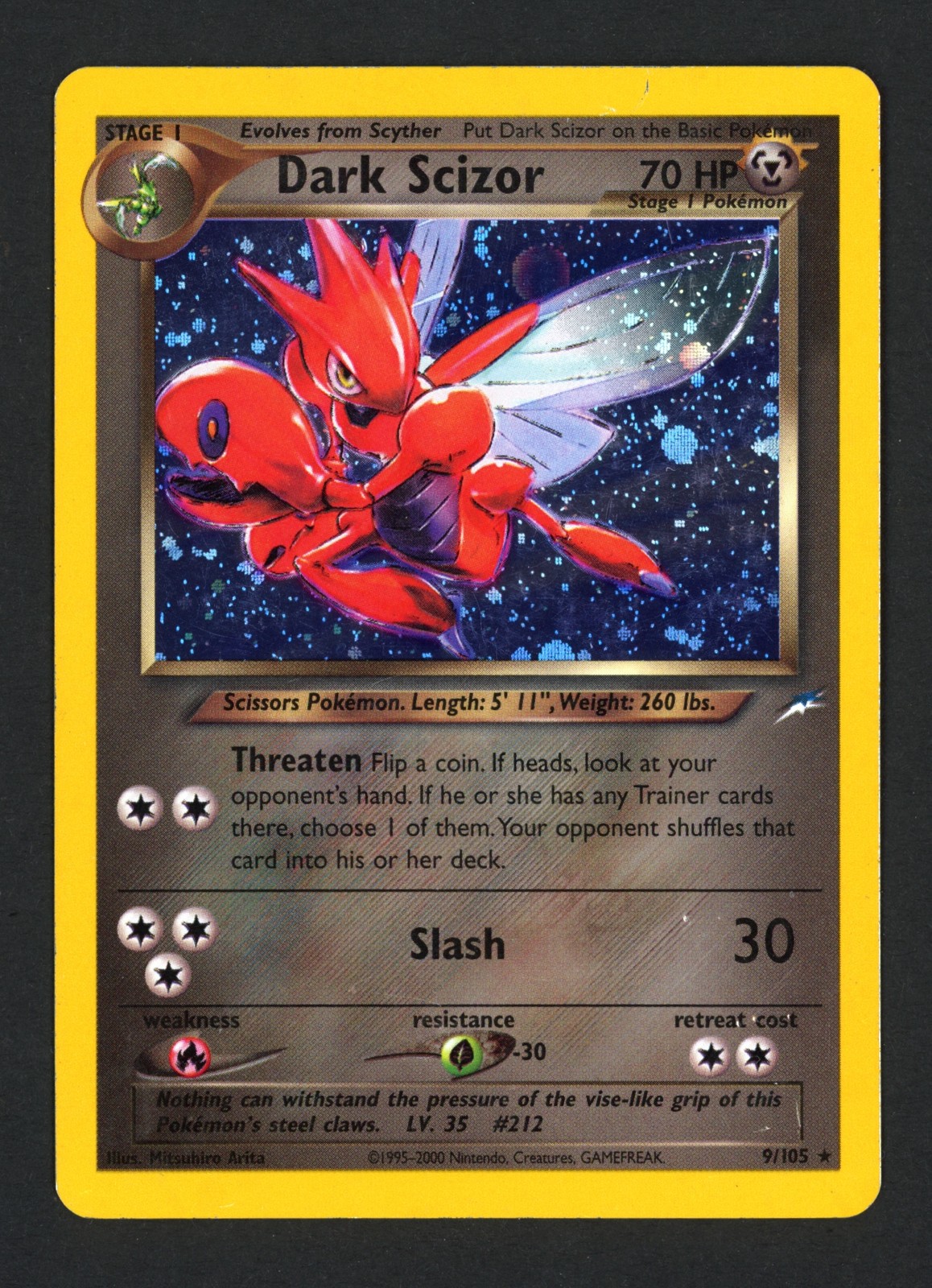 Dark Scizor 9/105 Neo Destiny Unlimited Holo Rare Pokemon TCG