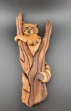 Raccoon Handmade Wood Wall Art Carving Suited for Hanging Wildlife Art 