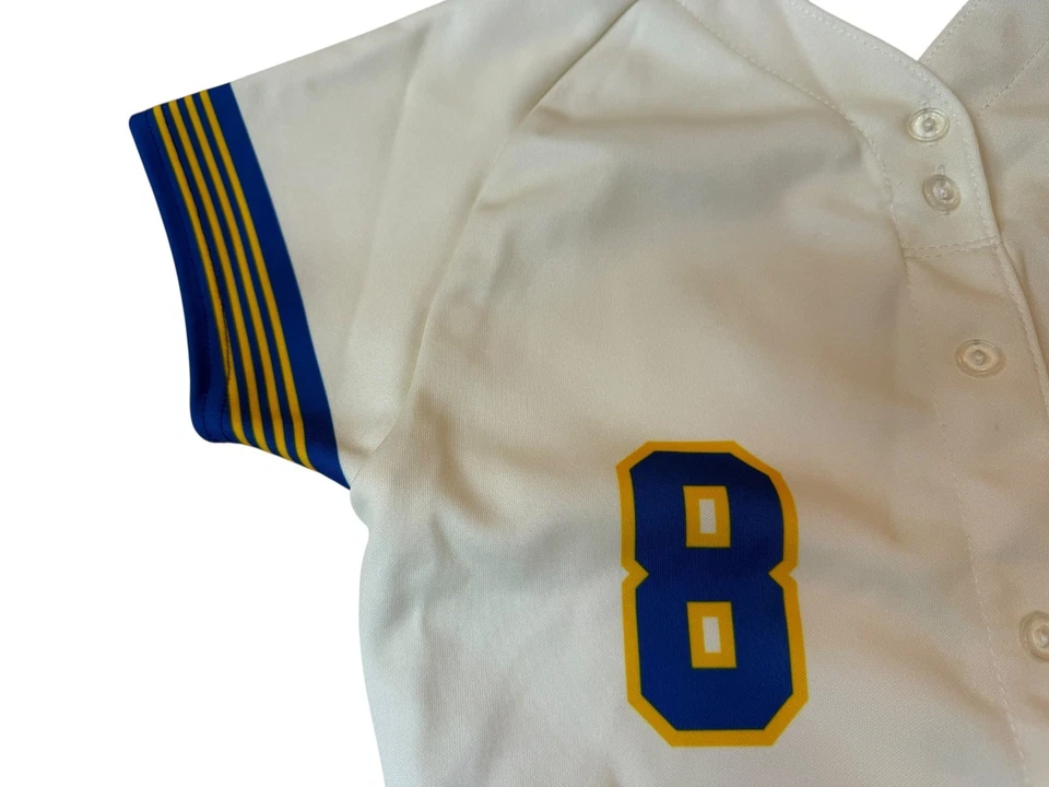 Seattle Pilots Baseball Jersey Short Sleeve. Ivory with Blue / Yellow Stripes - Image 4 of 4