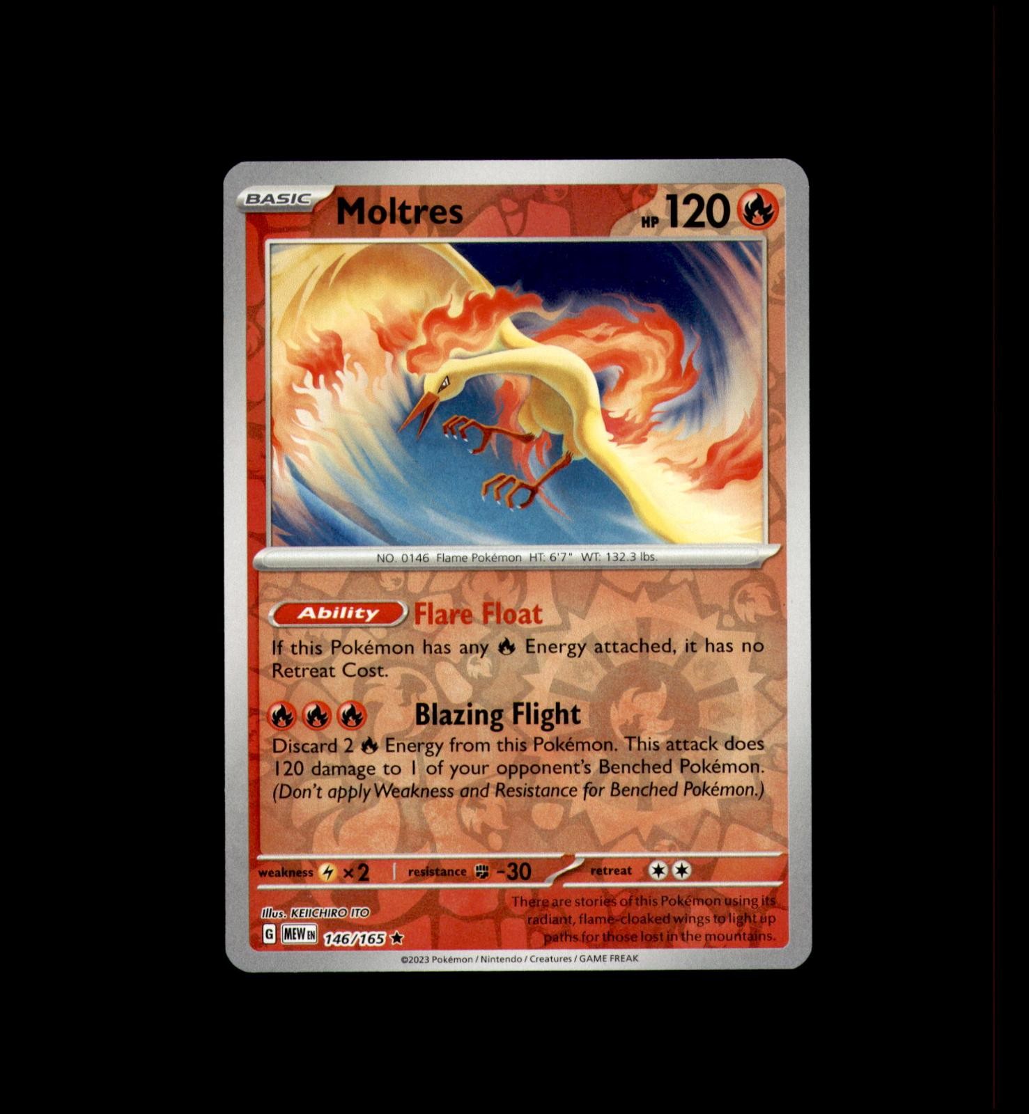Moltres 146/165 Rare 151 Pokemon Reverse Holo Near Mint
