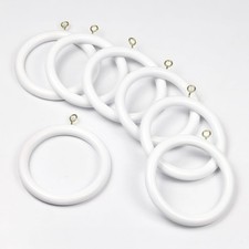 White Wooden Curtain Rod Ring, Wood Curtains Rings, Hooks, and Hangers for