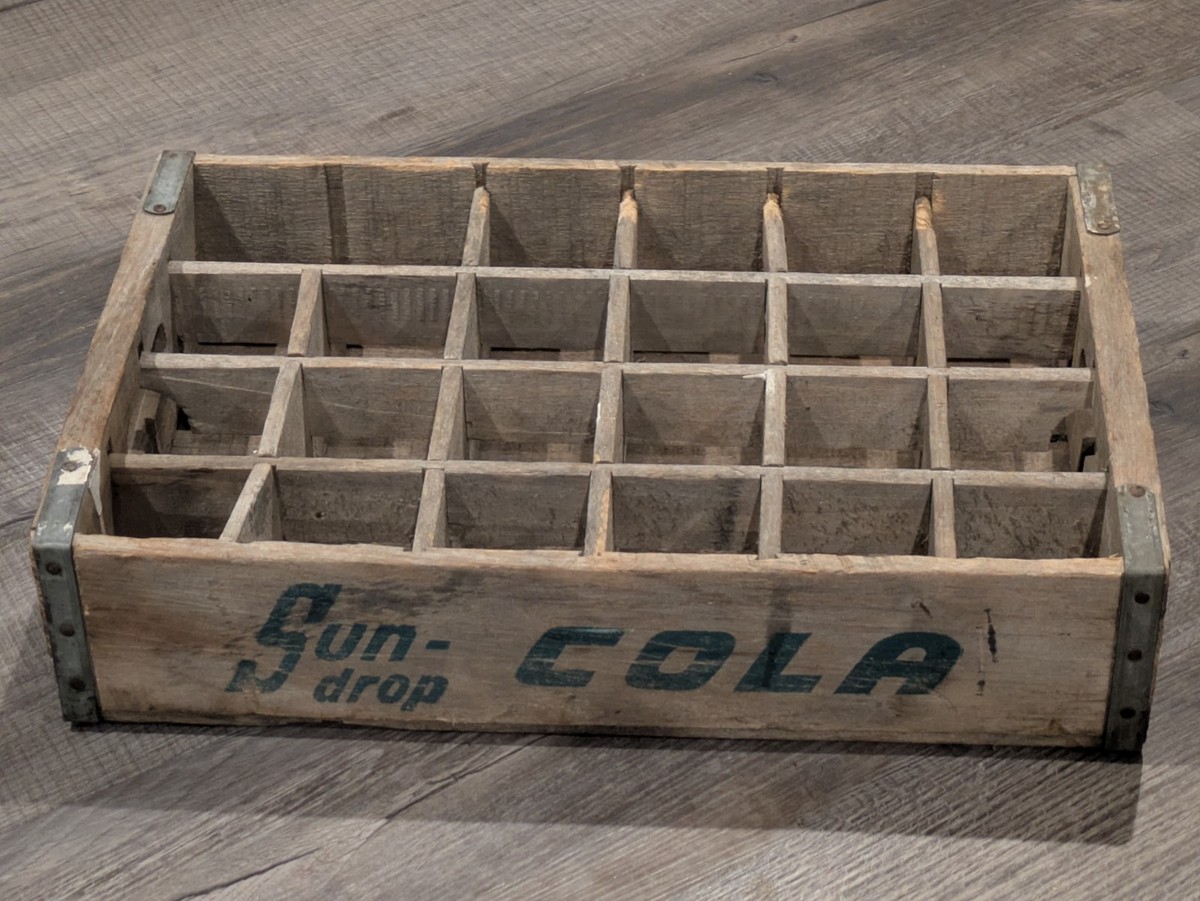 Vintage Wooden Soda Pop Crate SUN DROP Cola Schofield Wisconsin
