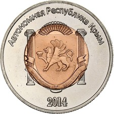 #1028037 Ukraine, 10 Roubles, 2014, Russian Crimea, Bi-Metallic, UNZ
