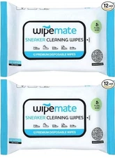 WIPEMATE Disposable Sneaker Sole Cleaner Premium Cleaning Wipes  24 Count 2 PACK
