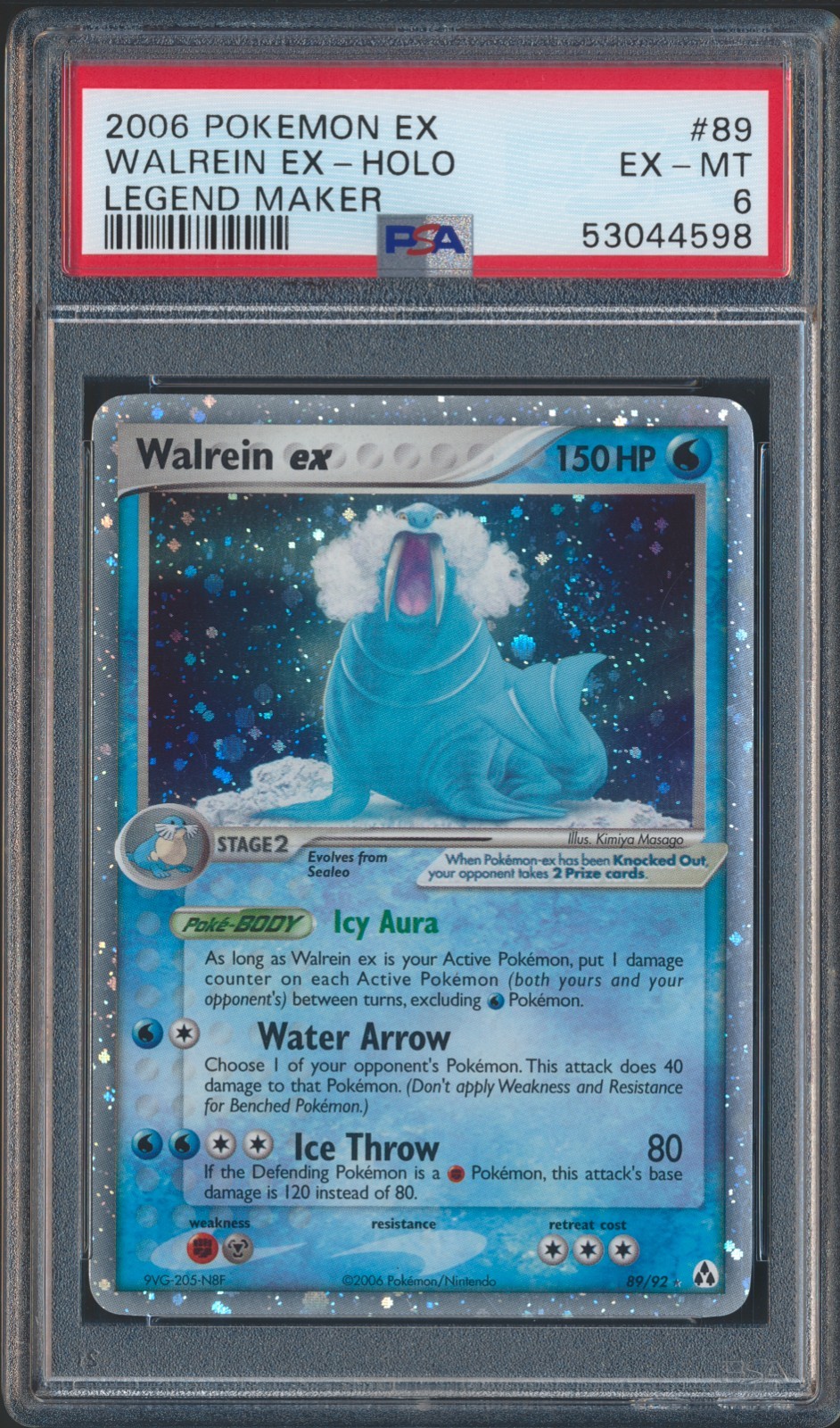 2006 Pokemon EX Legend Maker Walrein ex Holo Ultra Rare #89/92 PSA 6 EX-MT SWIRL