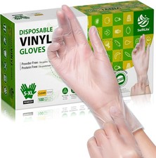 Disposable Vinyl Gloves, Food Safe, Latex-Free Powder-Free Clear Plastic Gloves