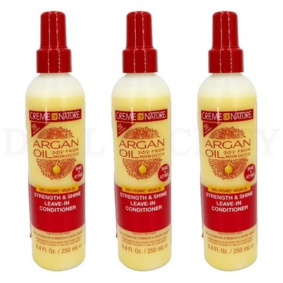 Creme of Nature Argan Oil Strength & Shine Leave-in Conditioner 8.4oz Lot of 3