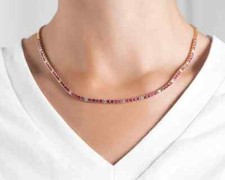 20Ct Round Cut Lab Created Pink Ruby Tennis Necklace 14K Yellow Gold Plated 18"