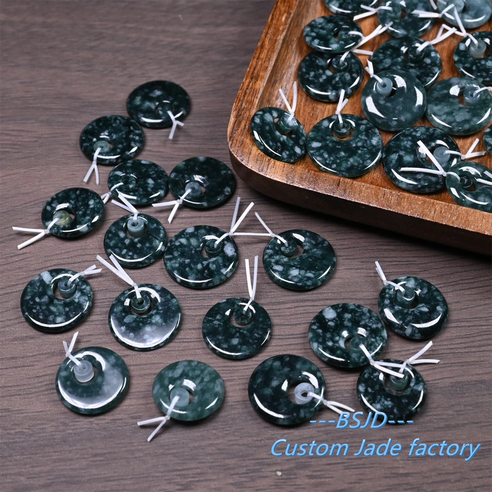 10 pares de copos de nieve naturales verde azul jadeíta guatemalteca azul claro grado donut Foto 4 de 4