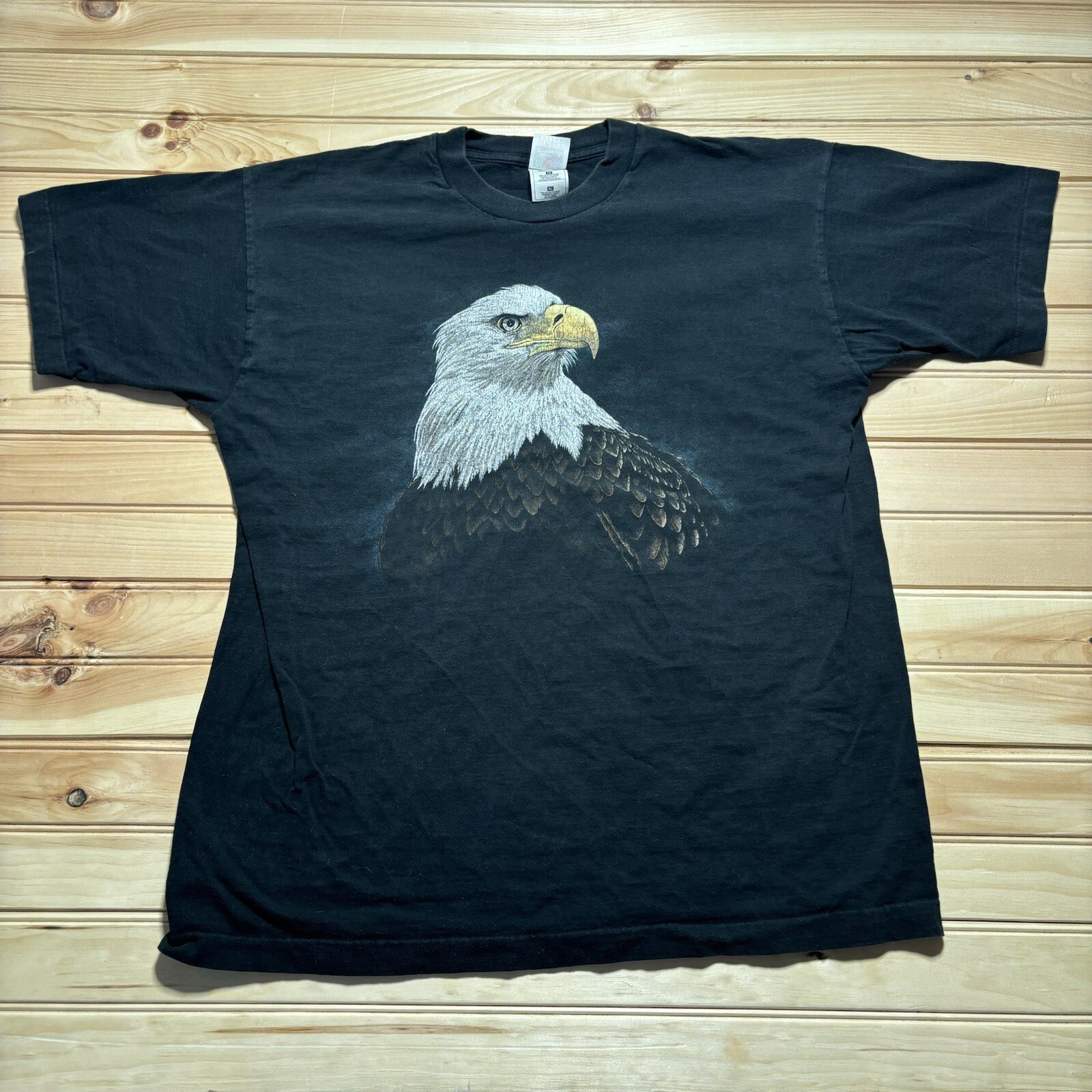 Vintage 90s Bald Eagles Double Sided Nature Faded Black Majestic Shirt Size XL