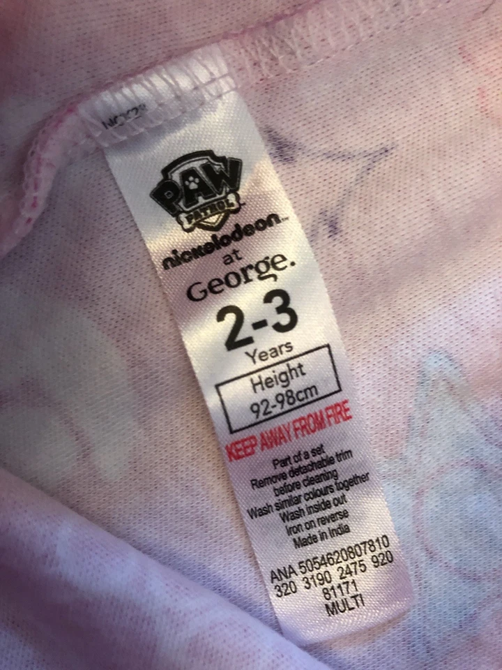 PAW PATROL PYJAMA SET 2-3 YEARS GIRLS SUMMER BEACH XMAS SCHOOL SLEEP NIGHT ELSA - Image 2 of 4