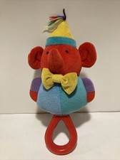 Eden Elephant Rattle Teether Plush Primary Colors Rattle Vintage Terry Cloth
