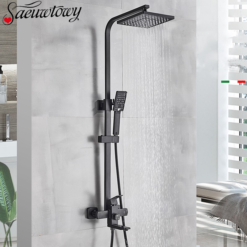 8" Rainfall Exposed Shower Faucet System Set Mixer Shower Fixture Tap W/ Tub Tap