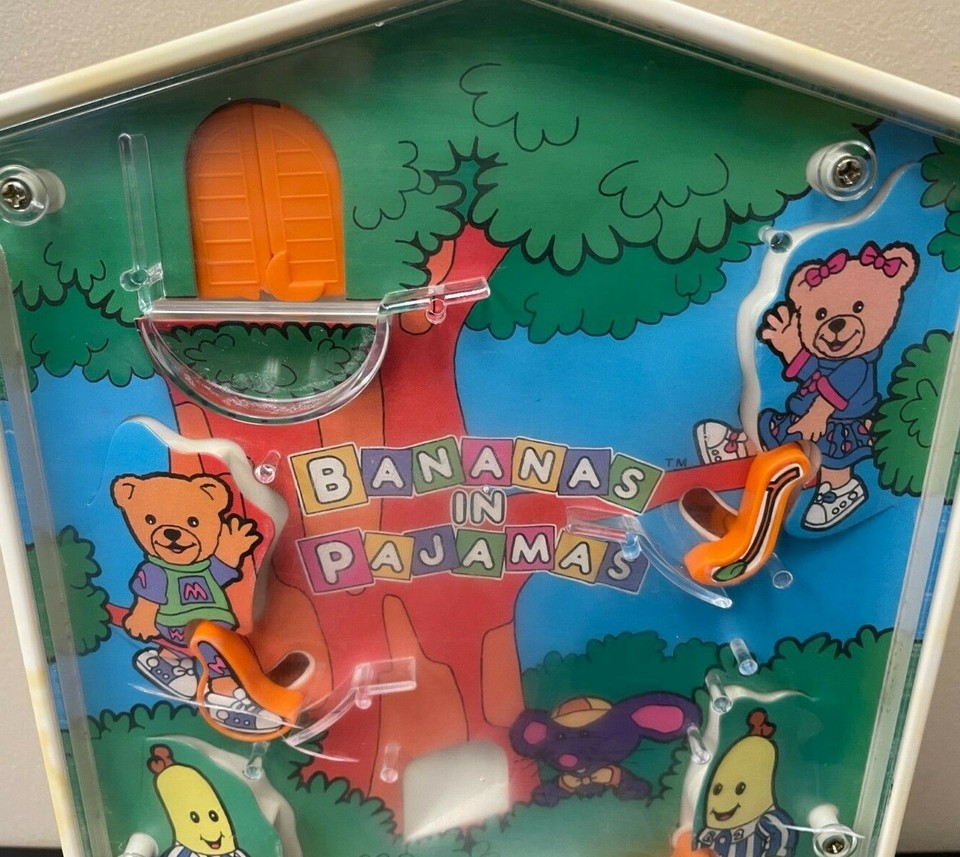 RARE Bananas in Pajamas Pinball Game Toy Buttons Kick Trees 8" x 10