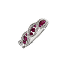 Natural Ruby and White Topaz Eternity Band Ring 925 Sterling Silver