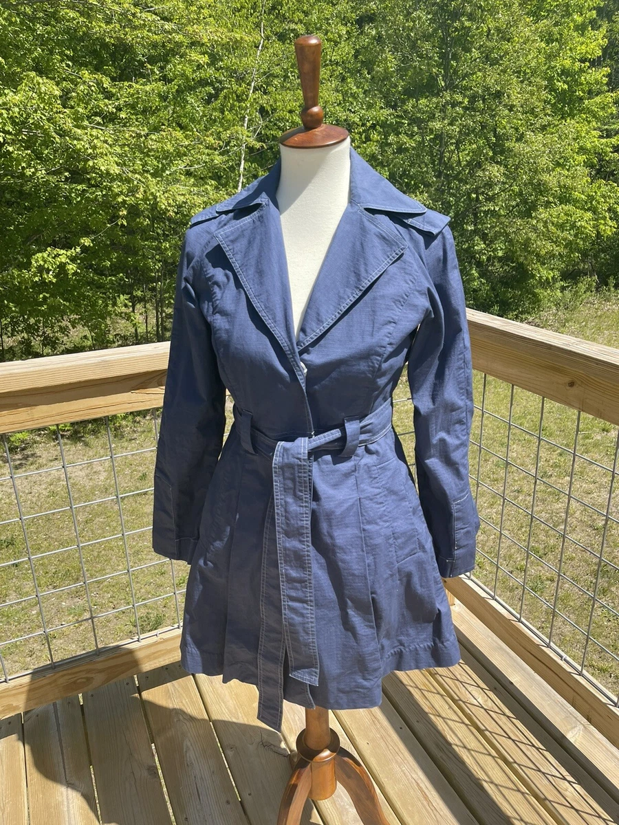 Cabi Trench Coat Women s XS Blue Snap Front Belted 3614 Cute