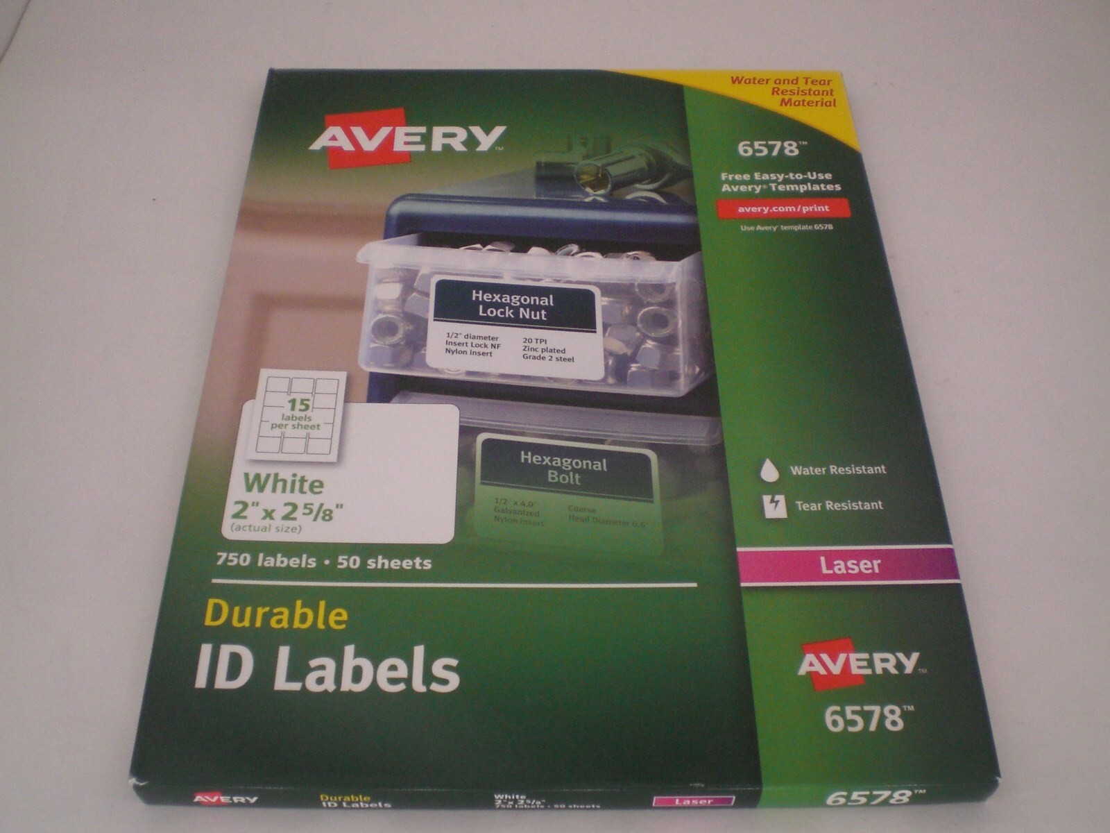AVERY 6578 DURABLE ID LABELS LASER 2" x 2 5/8" WHITE 750 LABELS eBay