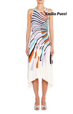 Auth Emilio 9HJH95 Pucci High Neck Midi Dress Size 36 USED FS Japan