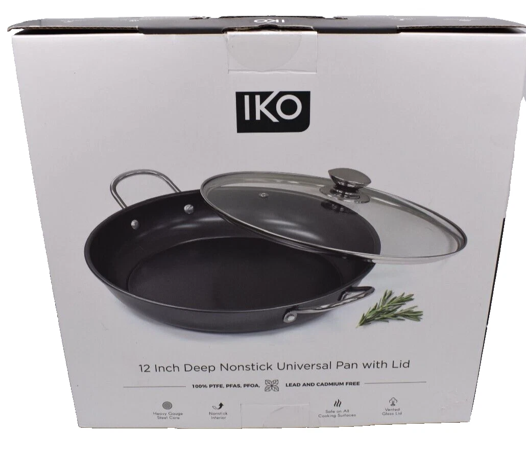 IKO Non-Stick 12” Deep Universal Pan with Lid Two Handles New in Box